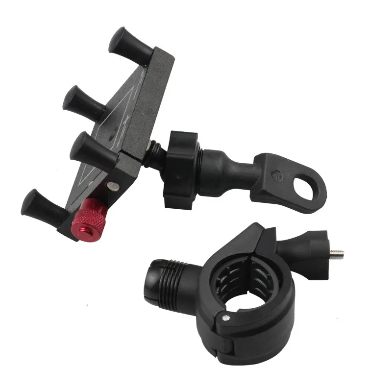 Aluminum Alloy Bicycle Phone Holder Stand Bike Motorcycle Handlebar with Rearview Mirror Mount Four-jaw Locking Stable Mobile