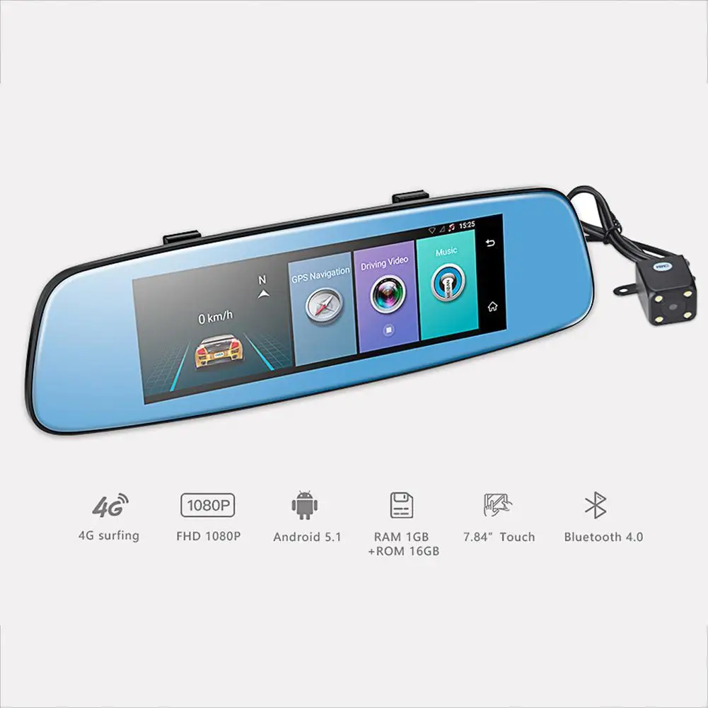 Dragonpad монитор зеркало заднего вида с DVR и камерой Android двойной объектив 1080P WiFi