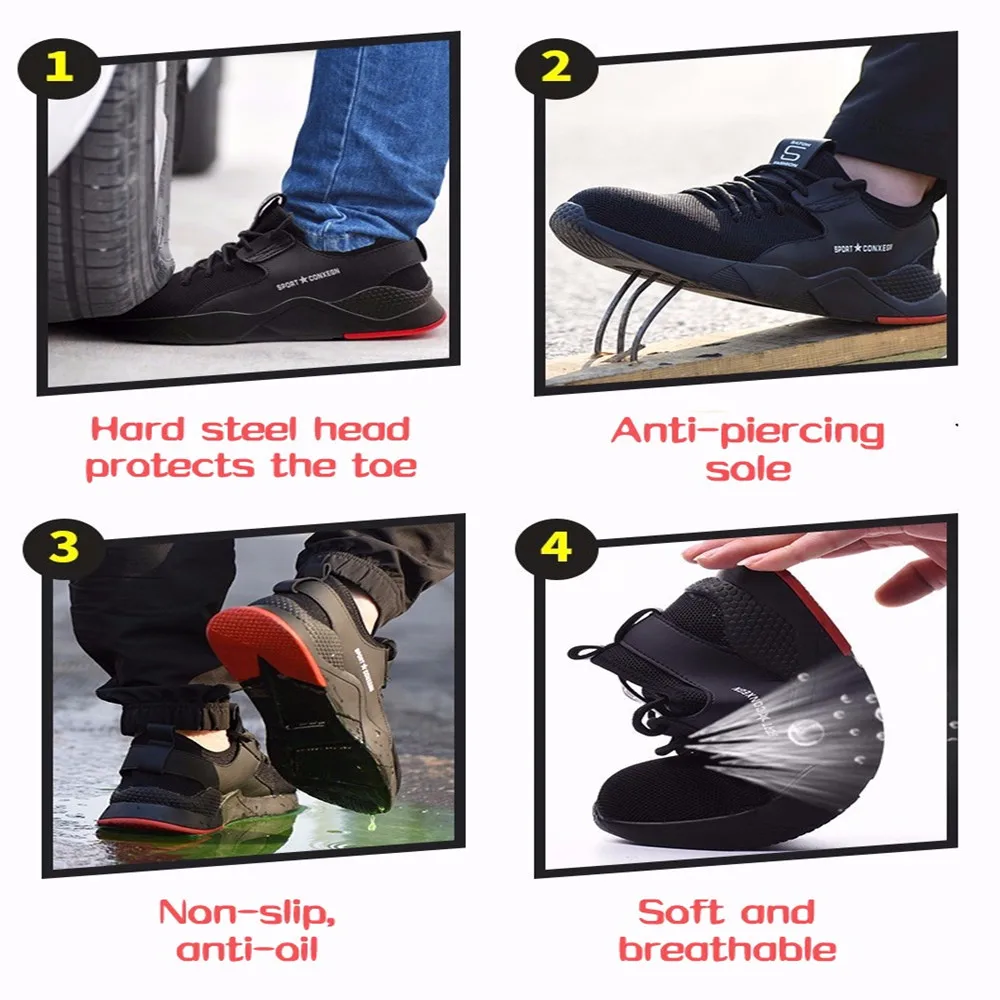 

Men's safety shoes indestructible steel toe caps breathable safety boots anti-puncture work shoes sneakers breathable shoes
