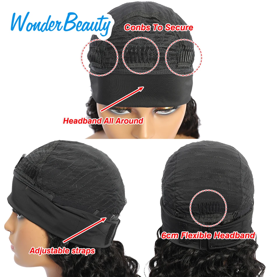Bone Brazilian Straight Wig Human Hair Weave Bundles Wonder Beauty Wigs Natural Black 8-30 Inches Remy Headband wigs | Шиньоны и парики