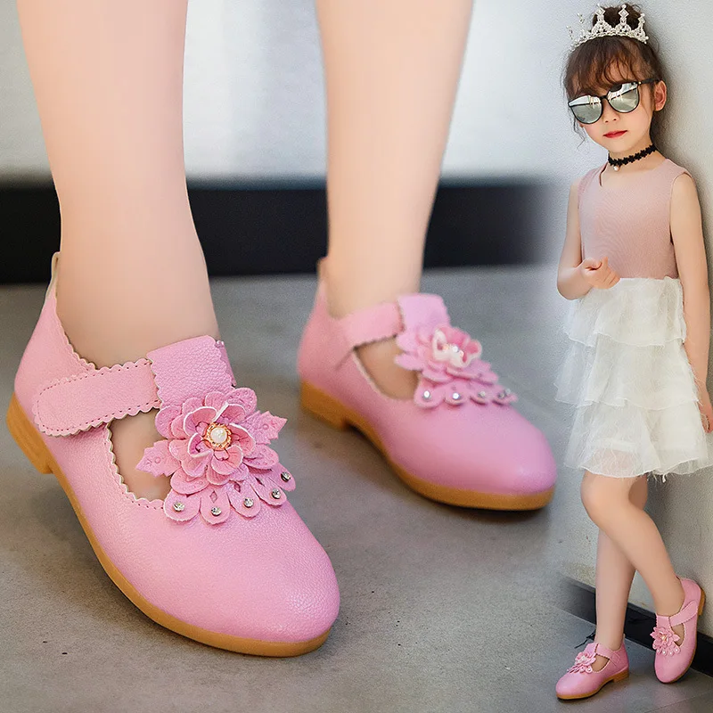 2020 New Princess Autumn Flower Shoes Baby Girls Big Kids Dresses Leather Shoes Children Party Shoes 1 2 3 4 5 6 7 8 9 10 11 12