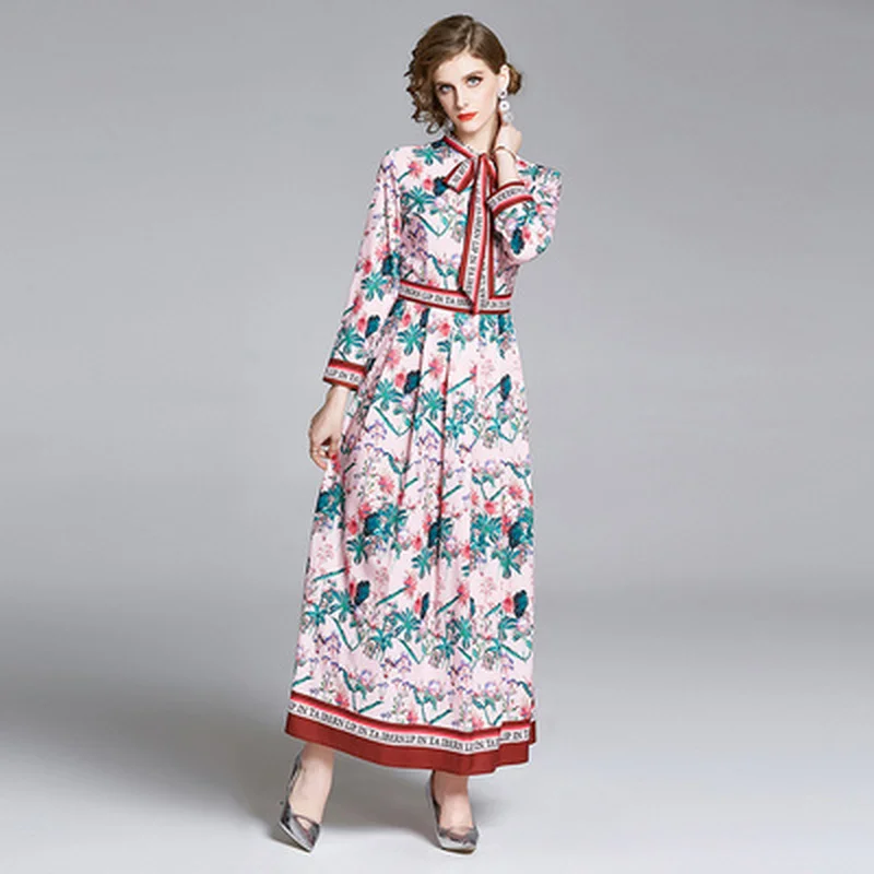 Женское винтажное платье с длинным рукавом дизайнерское подиумное свободное