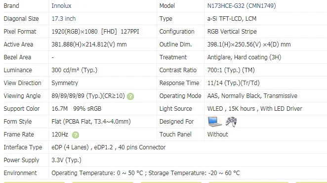 99% цвет 120 Гц FHD IPS ноутбук ЖК-экран N173HCE-G32 подходит N173HHE-G32 B173QTN01.4 B173HAN01.4 B173HAN03.2 B173HAN03.1