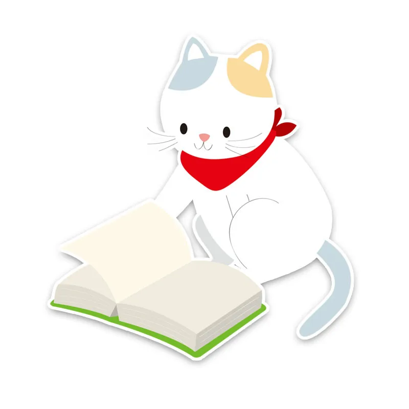

Cute Lovely Cartoon Graffiti Classic Design Creative Cat Looking Through The Books PVC Car Sticker Decal KK 16cm X 15cm