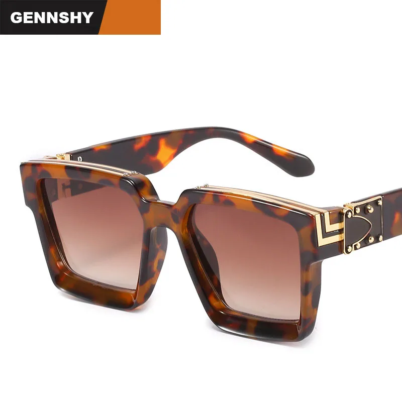 

2021 Fashion Big Square Sunglasses Men Women Europe And America Luxury Eyeglasses With Metal Decoration Street Beat Gafas De Sol