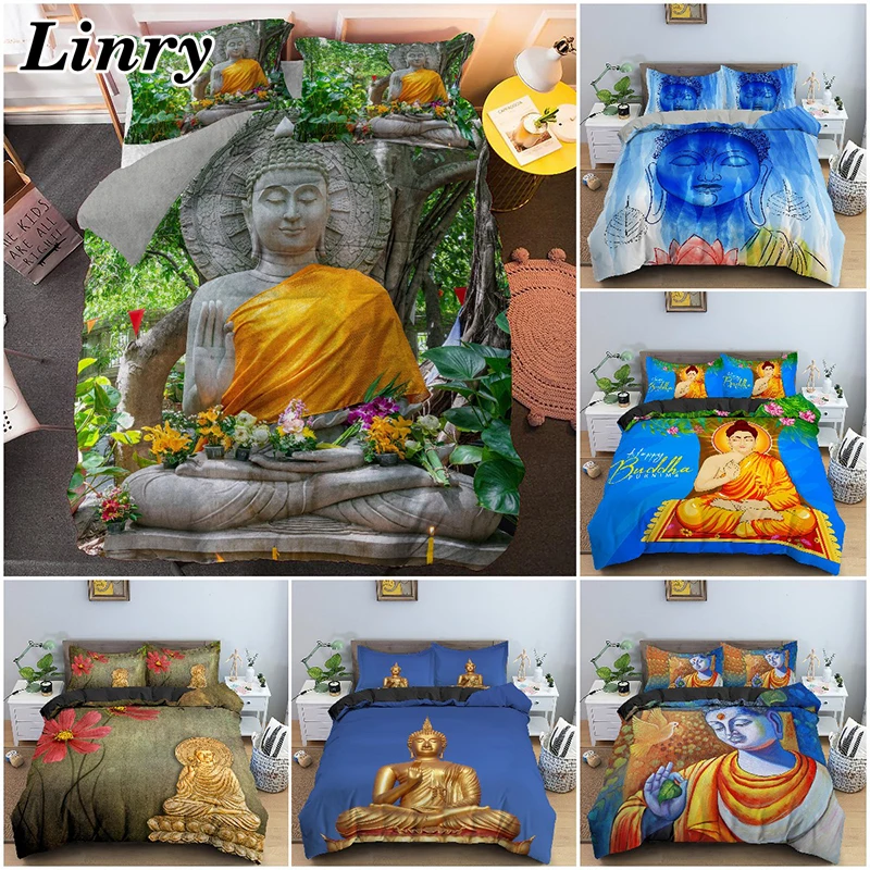 

Religion Sitting Lord Buddha Bedding Set Psychedelic Mandala Ganesha Duvet Cover PIllowcase Single Double Twin Queen King Size