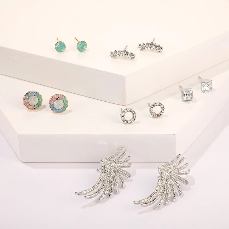 Модные оригинальные Кристальные серьги в виде листьев Комплект сережек для