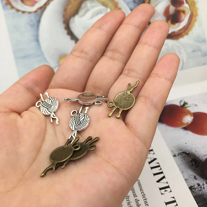 20 шт./лот антикварные шерстяные шарики подвески из сплава этикетка DIY ручная