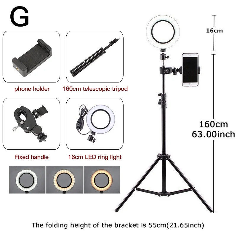Size G Фотография Youtube светодиодный селфи холодный теплый светильник ing Dimmable светодиодный светильник-кольцо для телефона видео светильник с кольцо для штатива заполняющий светильник - Color: Size G