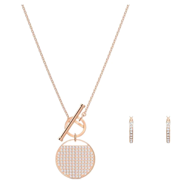 

Fashion Jewelry Sets Crystals Zircon Rose Gold Color Pendant Necklace&Earrings For Women Party Wedding Anniversary Jewelry Gifts