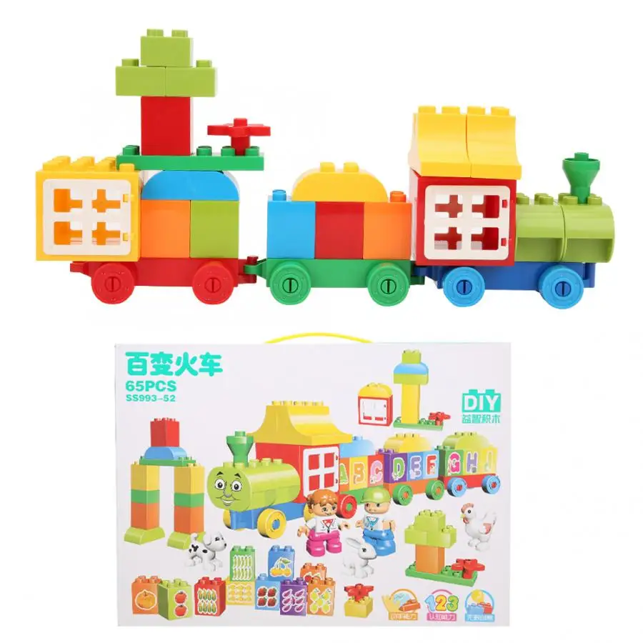 65 шт./лот детский поезд игрушечный автомобиль Детский конструктор сделай сам