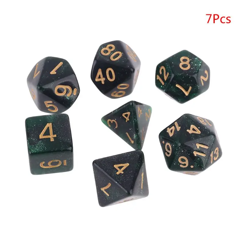 

7pcs/set Dichromatic D4 D6 D8 D10 D12 D20 Polyhedral Dices Number Dials Game G92F