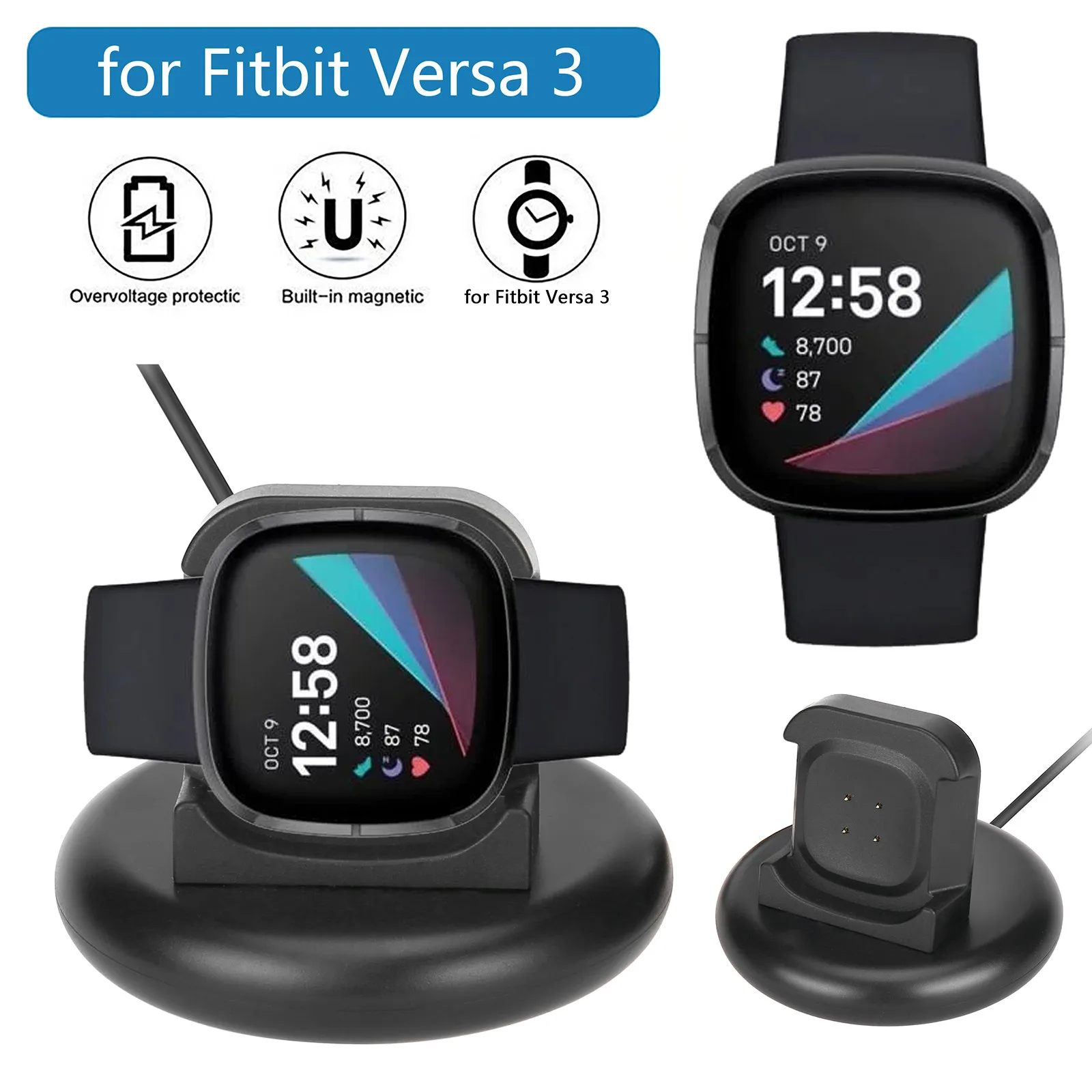 

Charger Cable Smart Accessories Smartwatch Charger For Fitbit Versa 3 Smart Watch Charging Dock Charger Cradle With USB #BL2