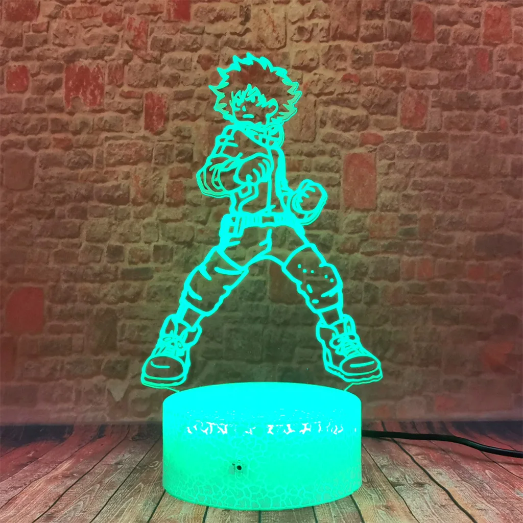 

Фигурки героев мультфильма Midoriya Izuku, светодиодный ночсветильник с 3D иллюзией, меняющий цвет