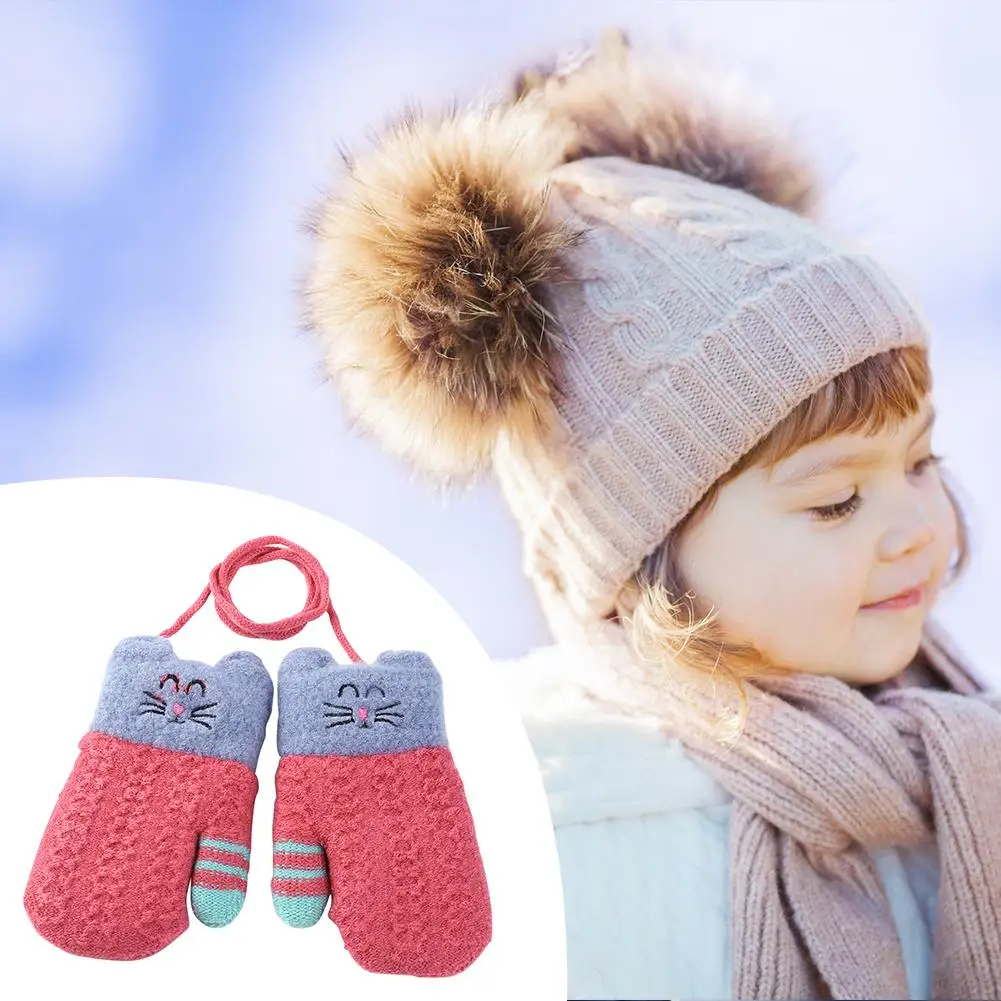 Жокстайл 2 шт зимние шерстяные перчатки для мальчиков и девочек Теплые варежки