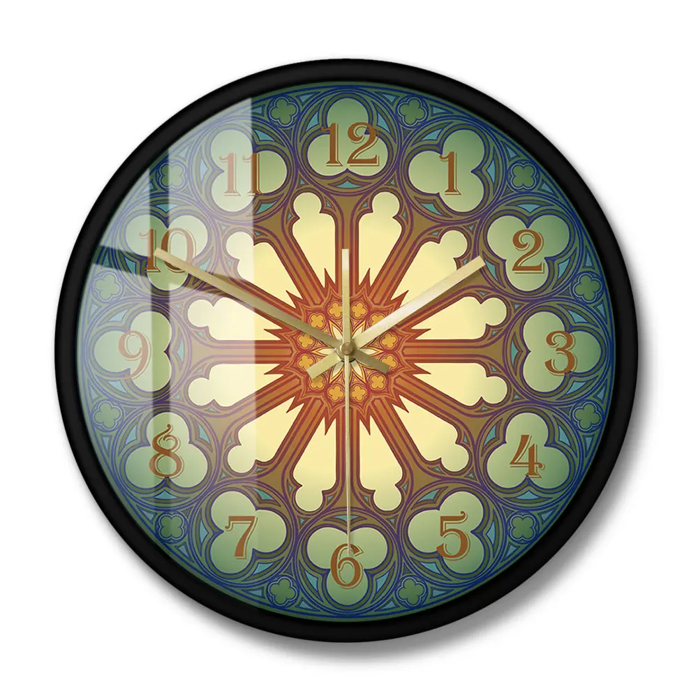 Готические настенные часы с узором в виде роз и окон средневековая европейская