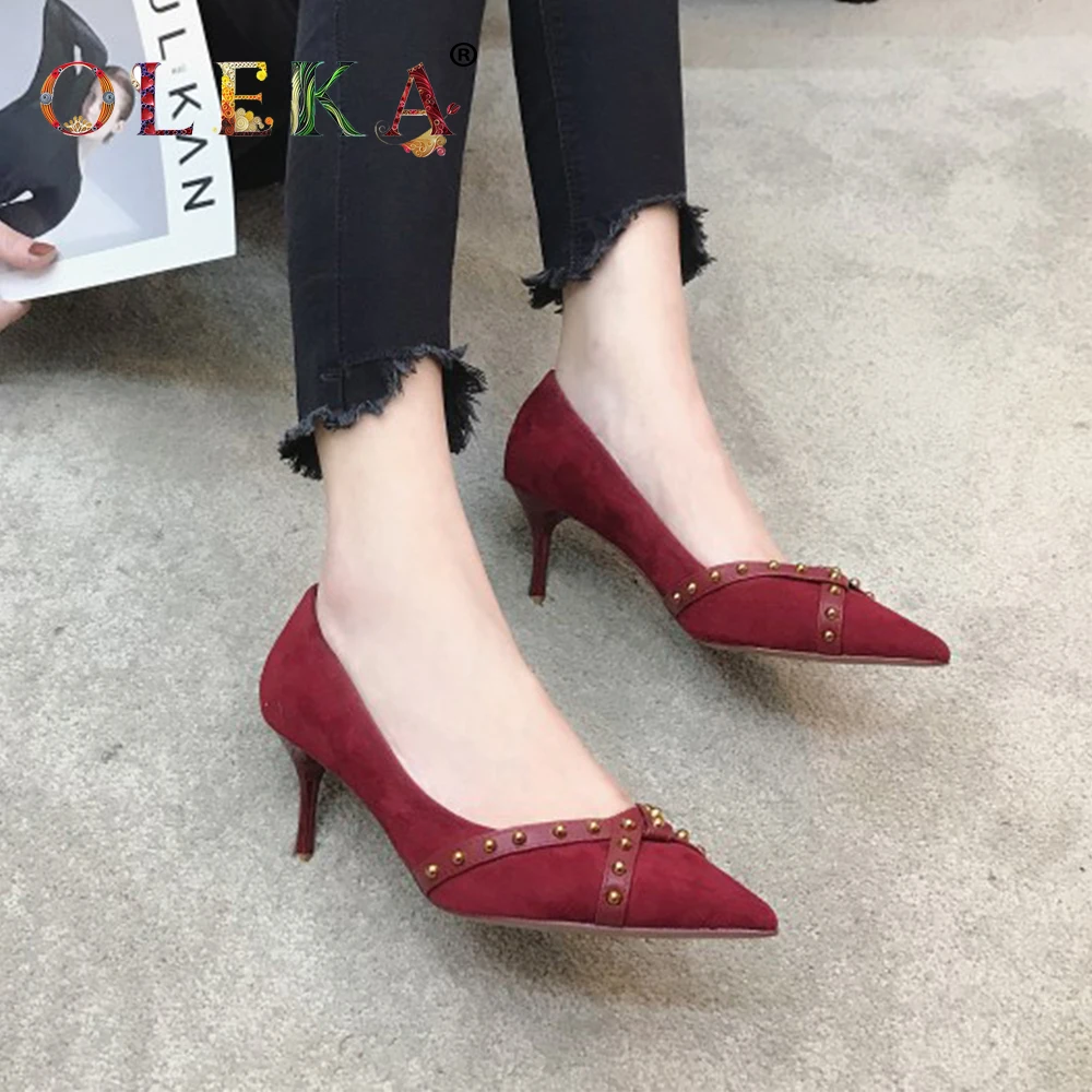 OLEKA/женские классические модные красные тонкие туфли Новинка 2020 года Пикантные