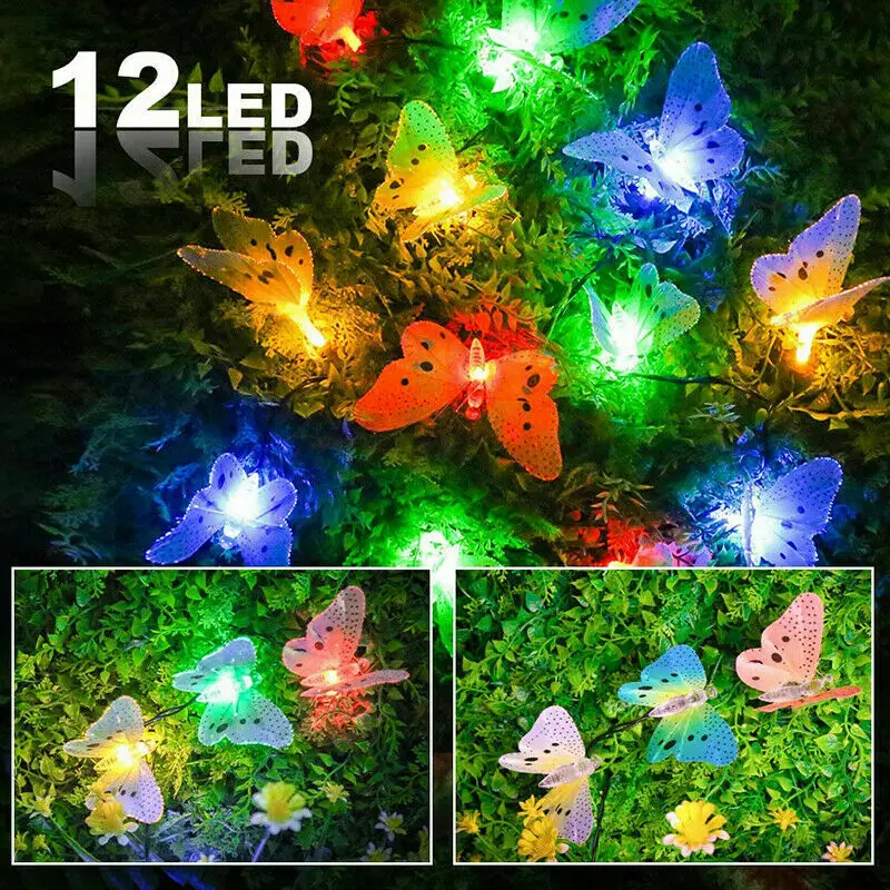 Светодиодная гирсветильник с бабочками на солнечной батарее s волоконно