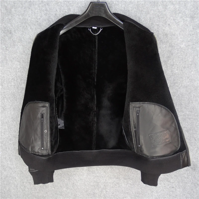 Итальянская мужская дубленка из натуральной овчины куртка с подкладкой шерсти