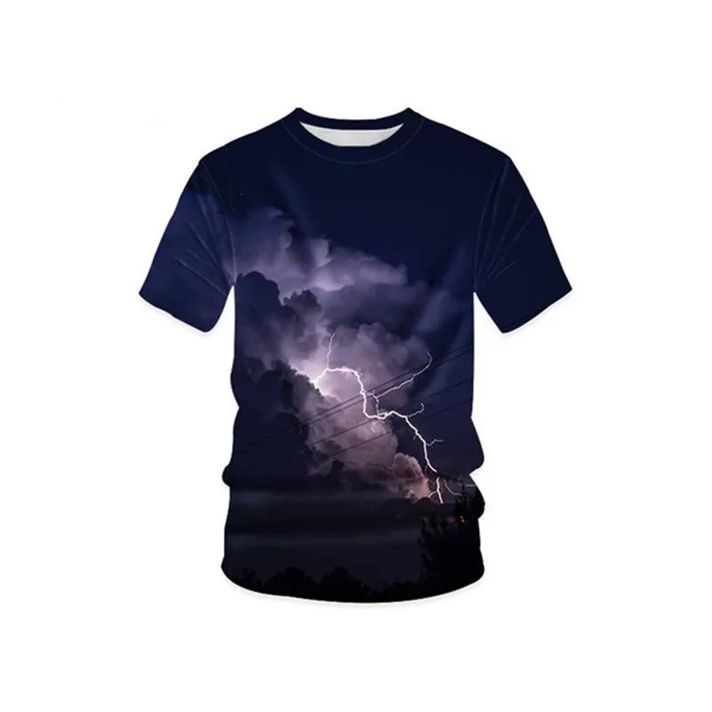 

3D Printing Personalized Lightning Short Sleeve Top 2021 Summer Fashion New Creative High Quality Men's Street Oversized T-shirt