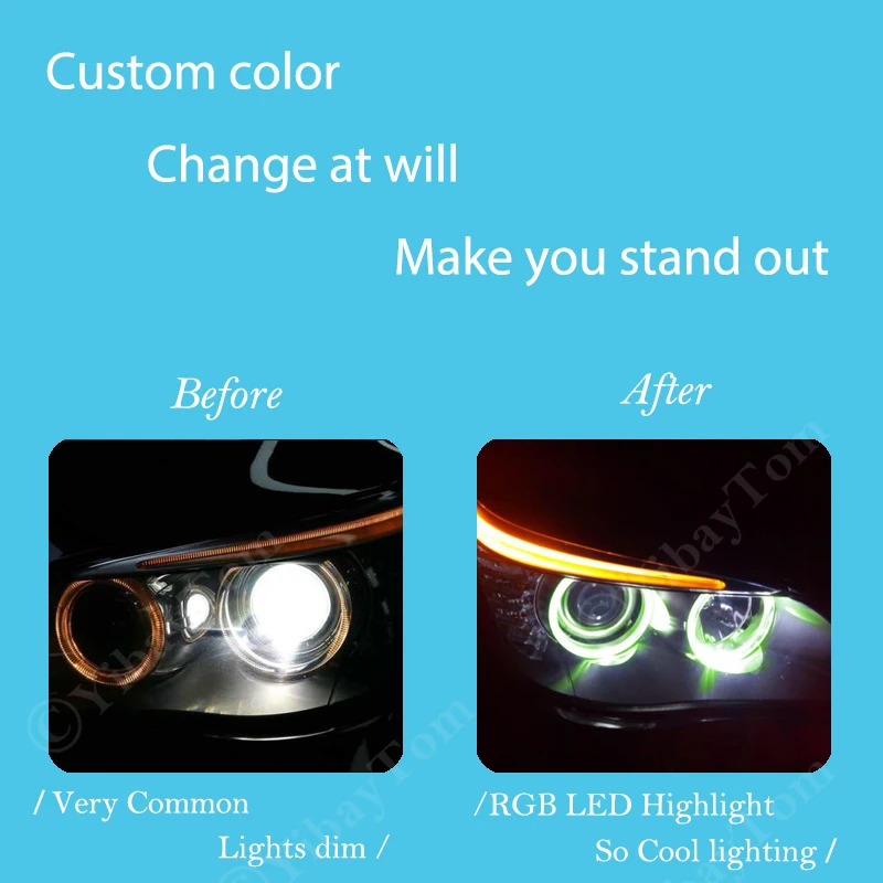 Для BMW 5 Серия E60 525i 525xi 530i 530xi 545i 550i E87 E39 E61 E63 RGB LED передний фонарь "Angel Eyes" лампы автомобильные аксессуары Беспроводные включатели.