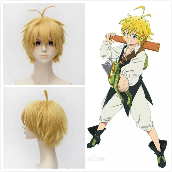 Nanatsu No Taizai The Seven Deadly Sins Meliodas короткие Многослойные желтые синтетические волосы