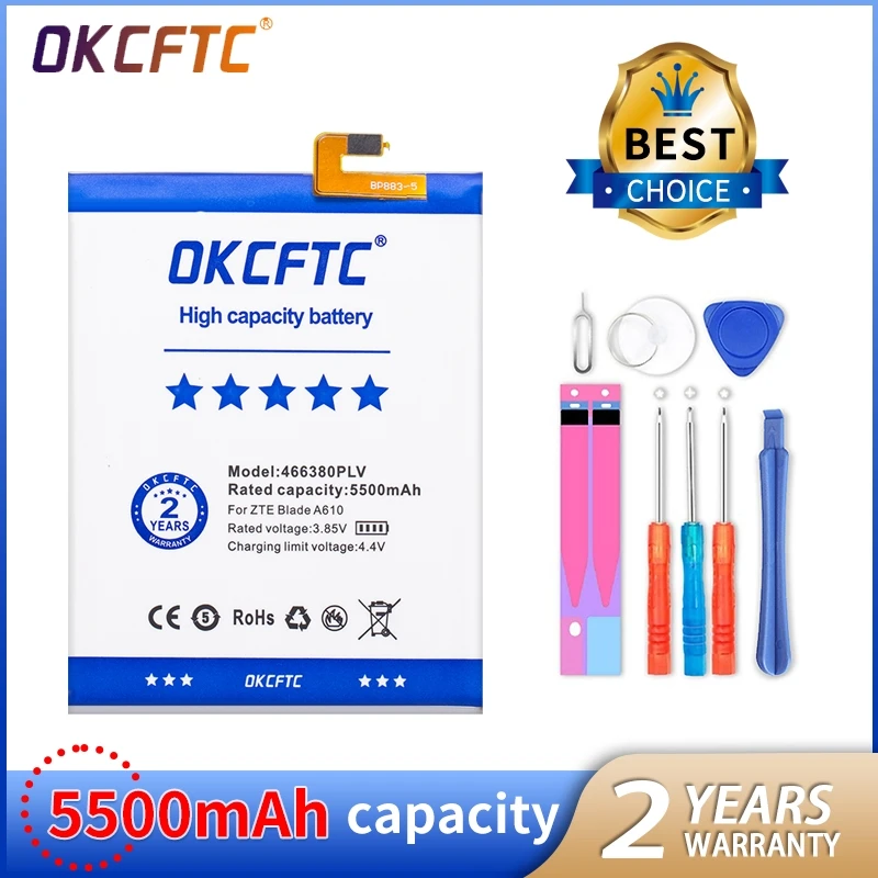 

OKCFTC 100% New 5500mAh 466380PLV Battery for ZTE Blade A610 A610C A610T BA610C BA610T free shipping within tracking number