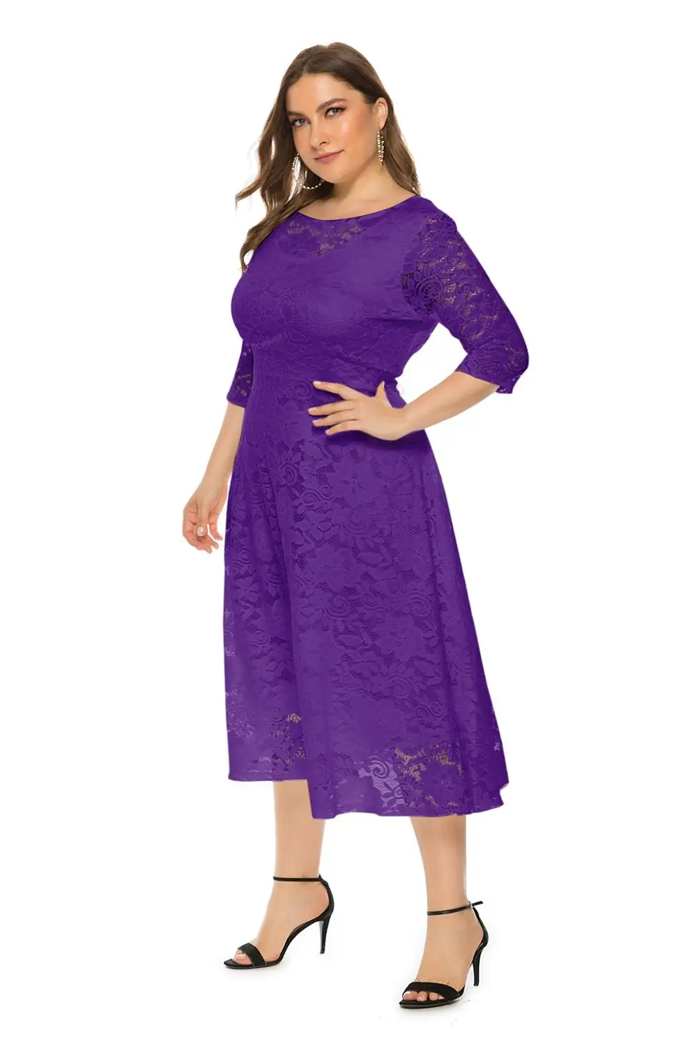 Plus Size Evening Dresses 2019 Women Lace Sleeves Formal Mother of the Bride Dress Short Prom with Pockets | Свадьбы и торжества