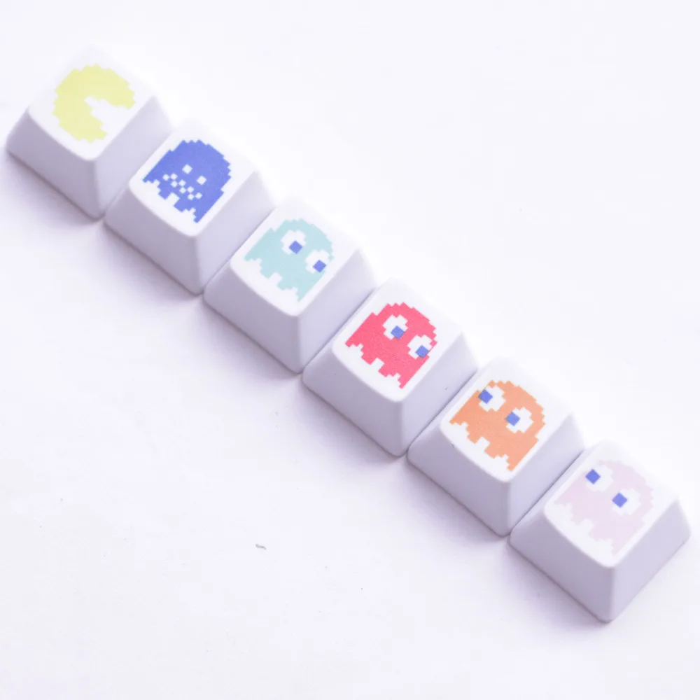 6 шт. PBT keycaps Pac-Man Patterns Combo Dye-Sublimation Cherry MX Key Caps Для Switches Механическая игровая