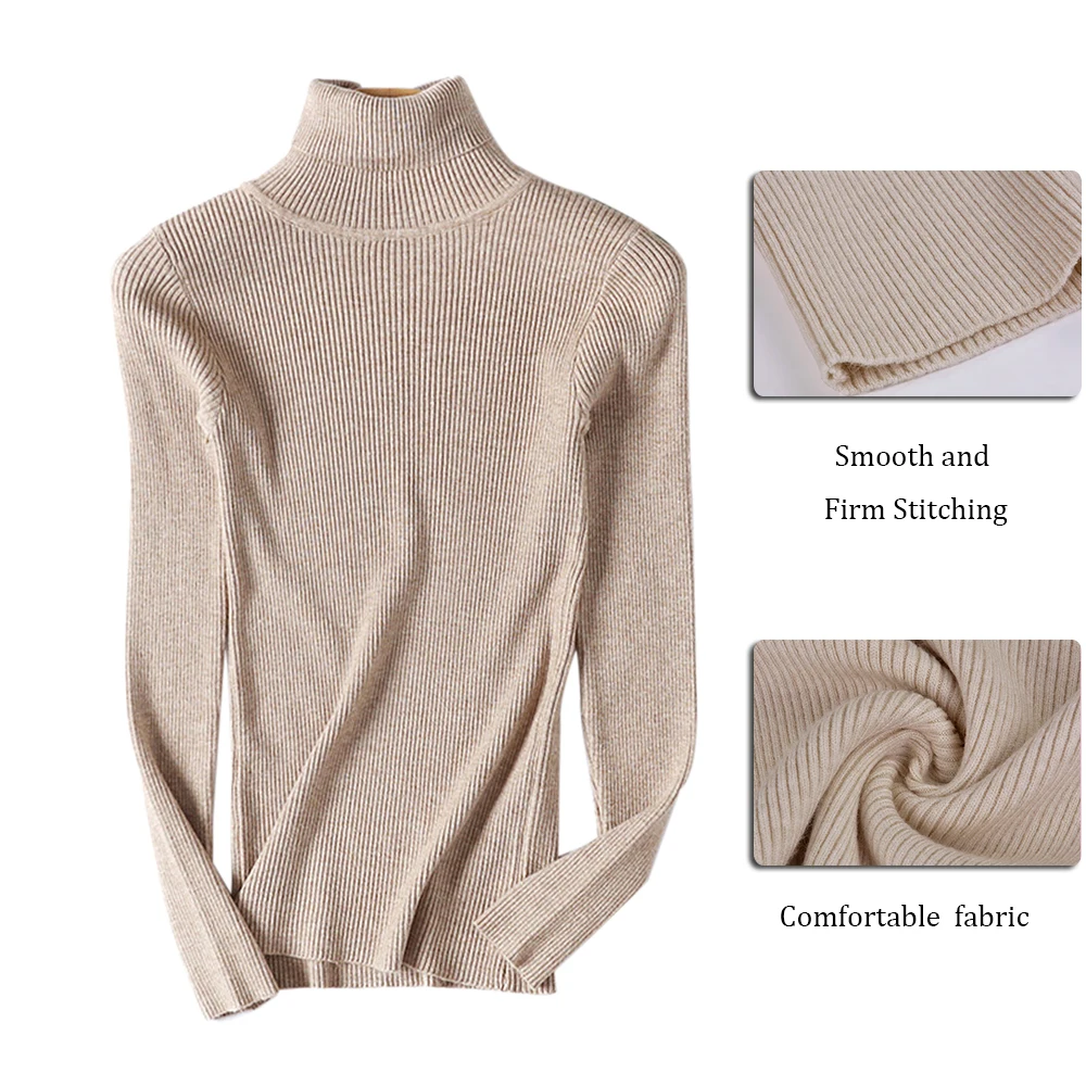 Женский свитер с высоким воротом вязаный пуловер длинными рукавами новинка 2019