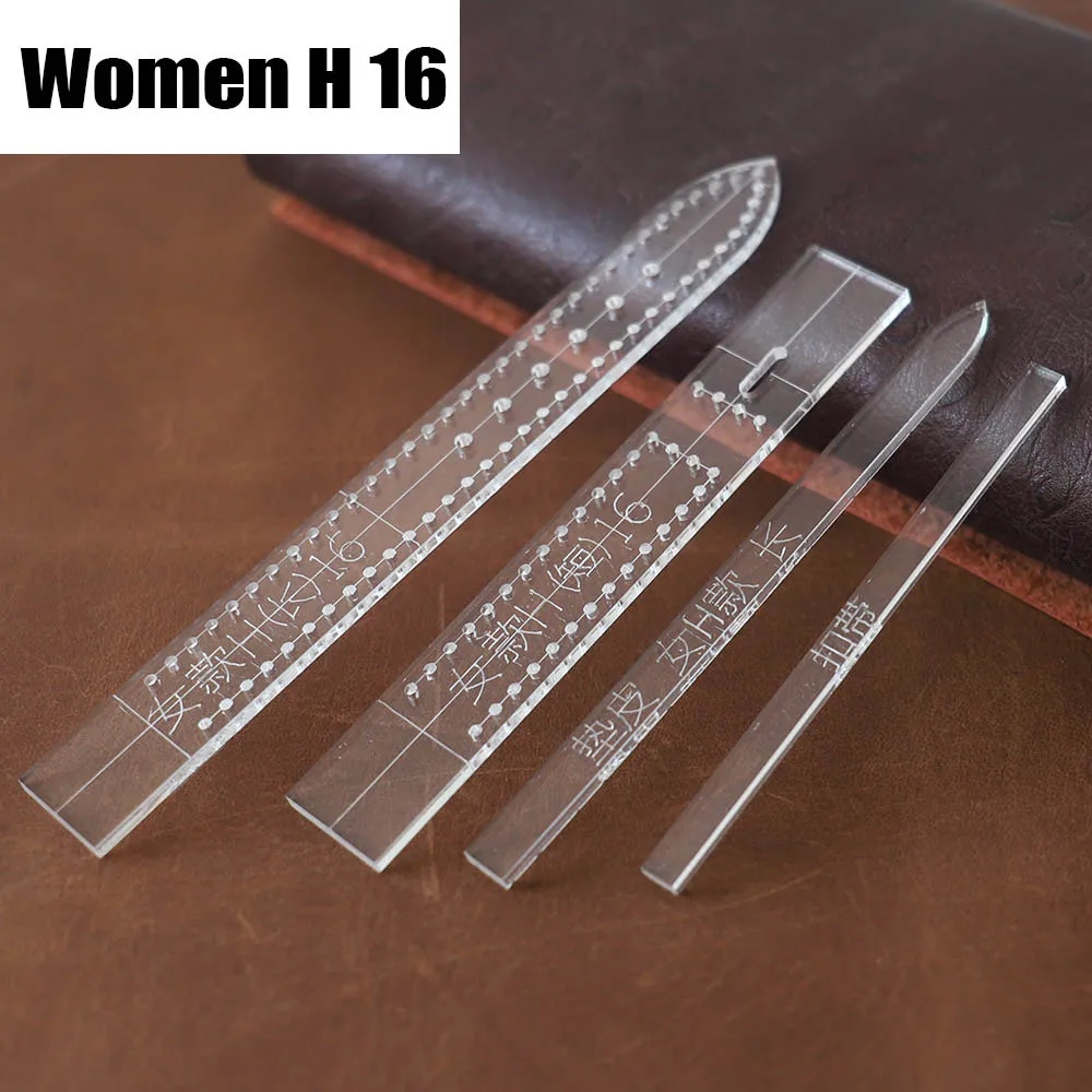 WOMEN-H16-1SET Прозрачный акриловый ремешок для часов, трафарет, шаблон, сделай сам, кожаный инструмент для рукоделия, товары для дома, принадлежности для наручных часов, форма для мужчин - Цвет: WOMEN-H16-1SET