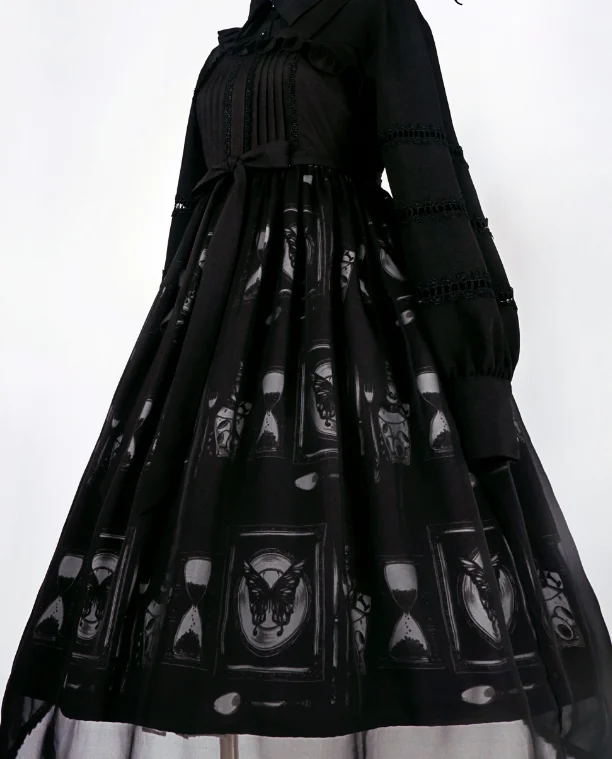 

lolita dark irregular stitching dress Gothic palace sweet princess lolita dress vintage falbala high waist printing victorian