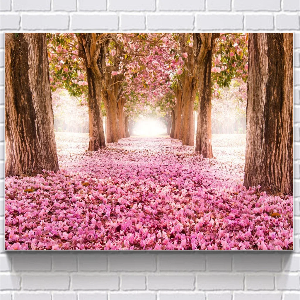 5D DIY полный набор для рисования с круглыми камнями и полотном Картина Набор «Пейзаж» Вышивка крестом мозаика вышивка стены Свадебные украшения