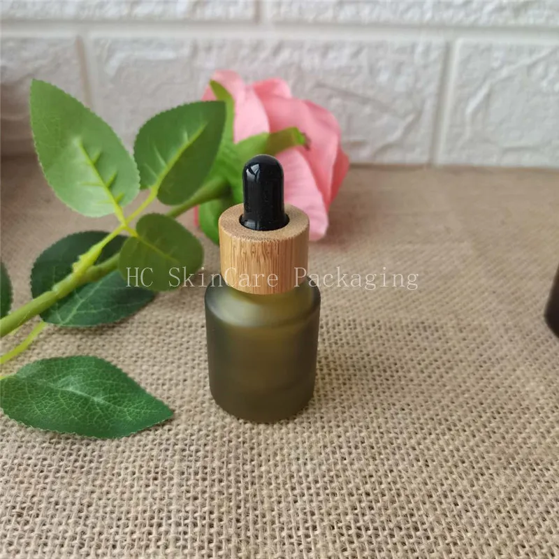 

3pcs New arrival 15ml Frosted Green Glass Bottles Empty Dropper bottle, Essential Oil Bottle Small Sample Vials Black Rubber