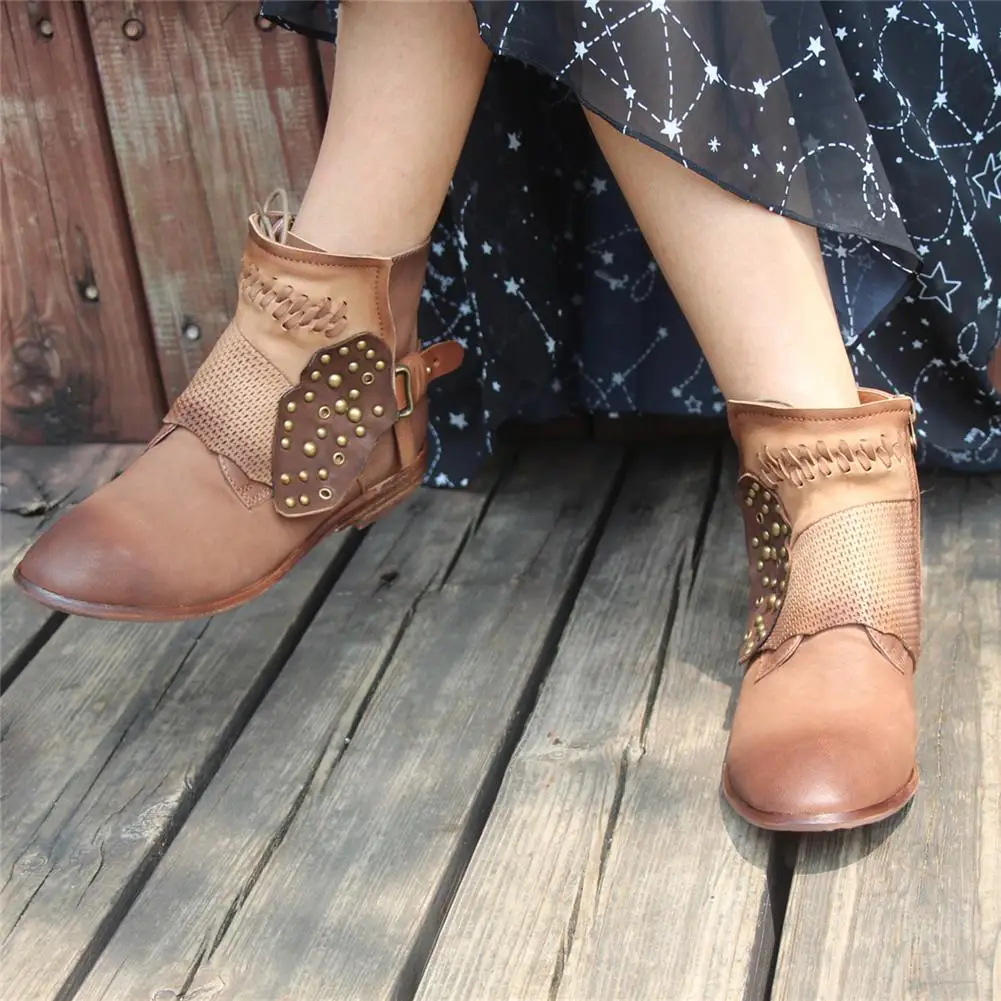 Женские ботильоны ручной работы из овечьей кожи Удобные прогулочные ботинки с