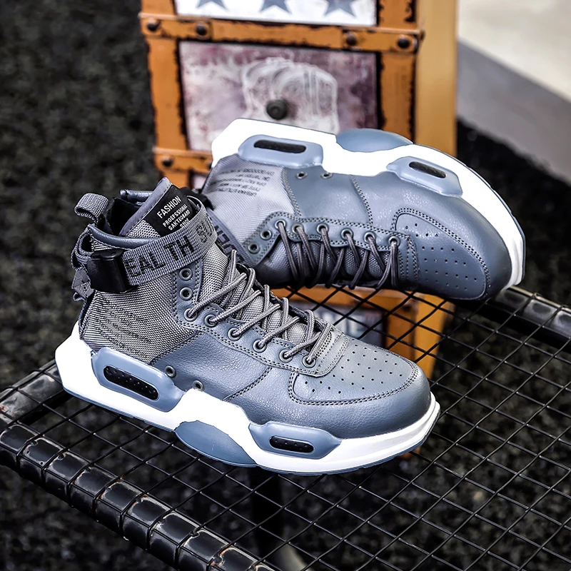 GNOME Fashion Cushion Leather Casual Shoes Men PU Outdoor Male Footwear Lace Up Sneakers Canvas Tenis Masculino Adulto |