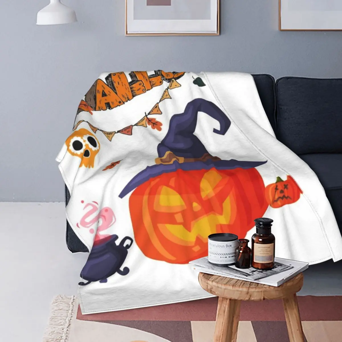 

Manta con capucha para Halloween, para cama colcha, edredones a cuadros, sofá, manta receptora, 4 unidades
