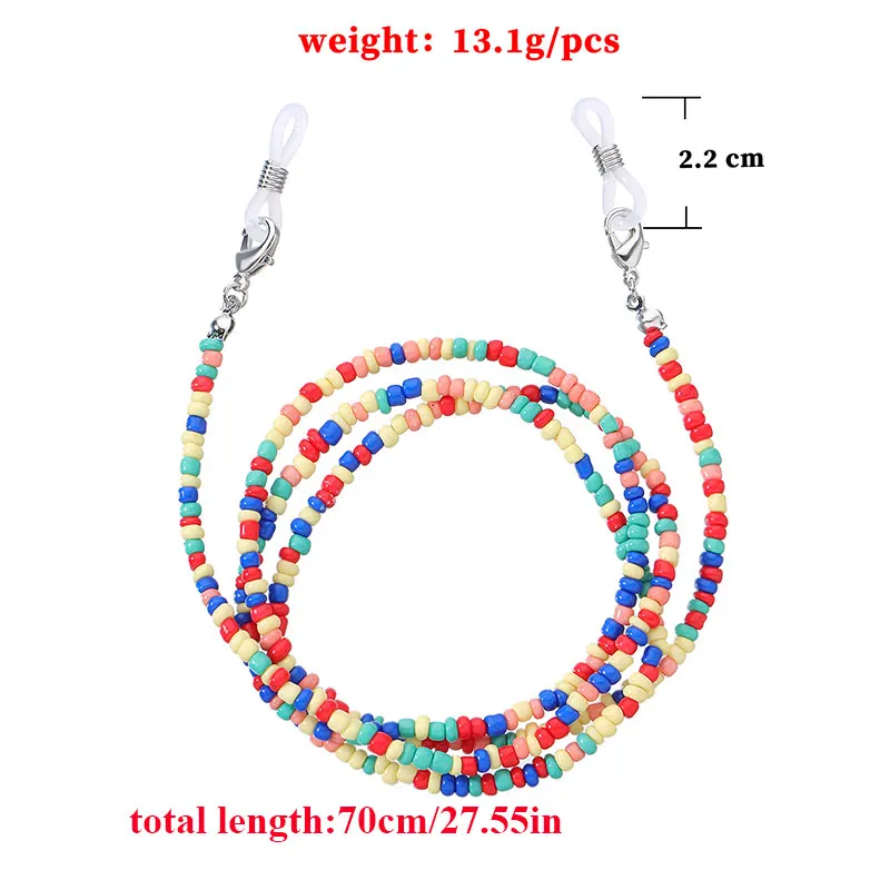 

Women Men Rice Beads Mask Chain Simple All-match Glasses Accessories Handmade Chain Mixed Color Rice Bead Beaded Glasses Chain