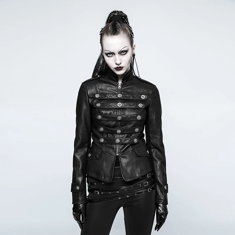 Женская военная форма в стиле панк короткая куртка из искусственной кожи