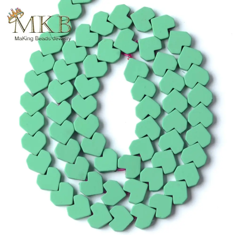 Натуральный камень зеленый гематит в форме сердца матовые резиновые бусины для