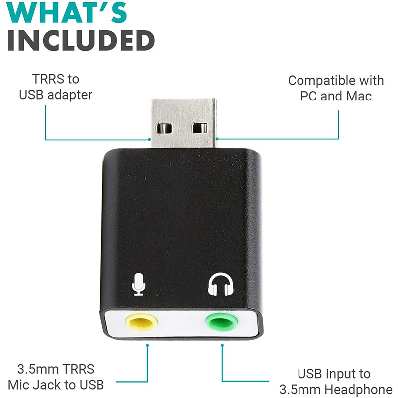 Внешняя звуковая карта с микрофоном TRS на USB 3 5 2 0 мм адаптер для ПК и Mac USB-вход