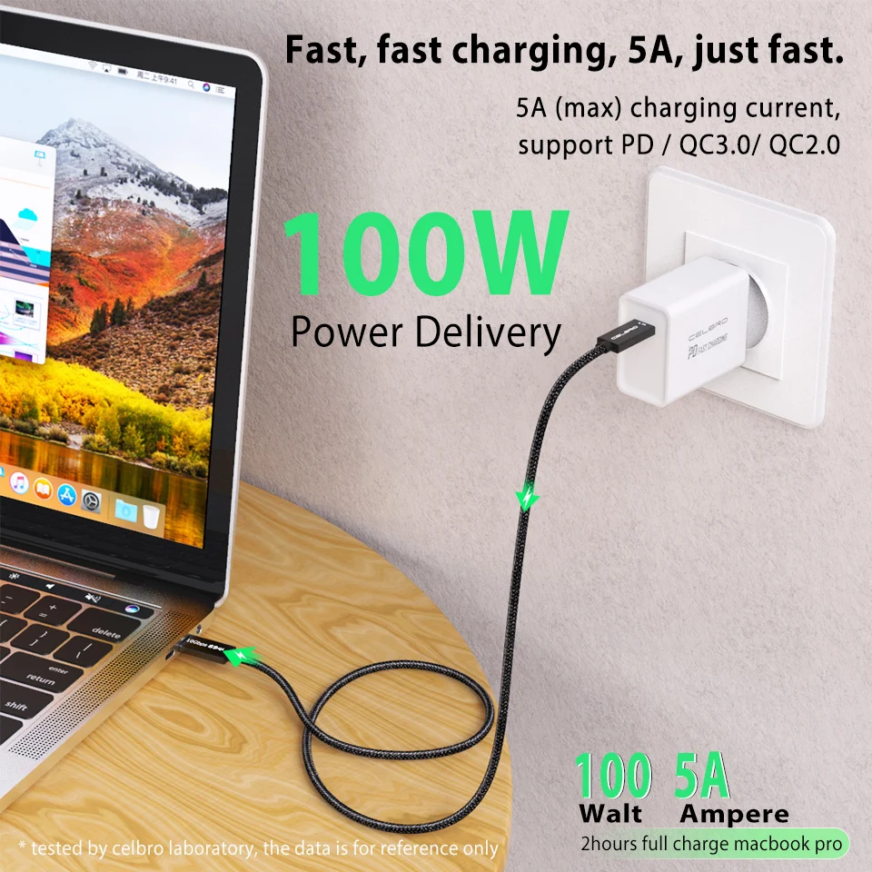Зарядный кабель Usb Type-C 100 Вт для MacBook быстрой зарядки 4 0 Ipad Pro Samsung S20 S10 | Мобильные