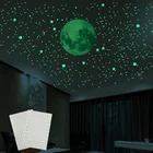 3D пузырь светящиеся звезды точки наклейки на стену светится в темноте Луна для гостиной дома стена детской комнаты украшения флуоресцентные наклейки