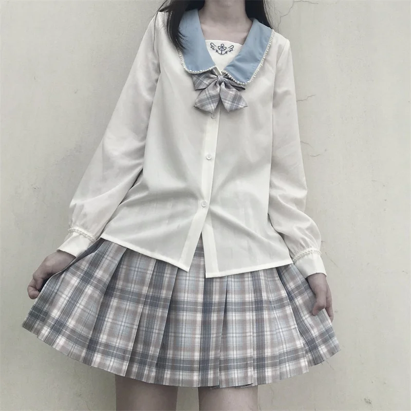 Женский студенческий комплект Kawaii JK в японском стиле весна-осень 2020 белая блузка