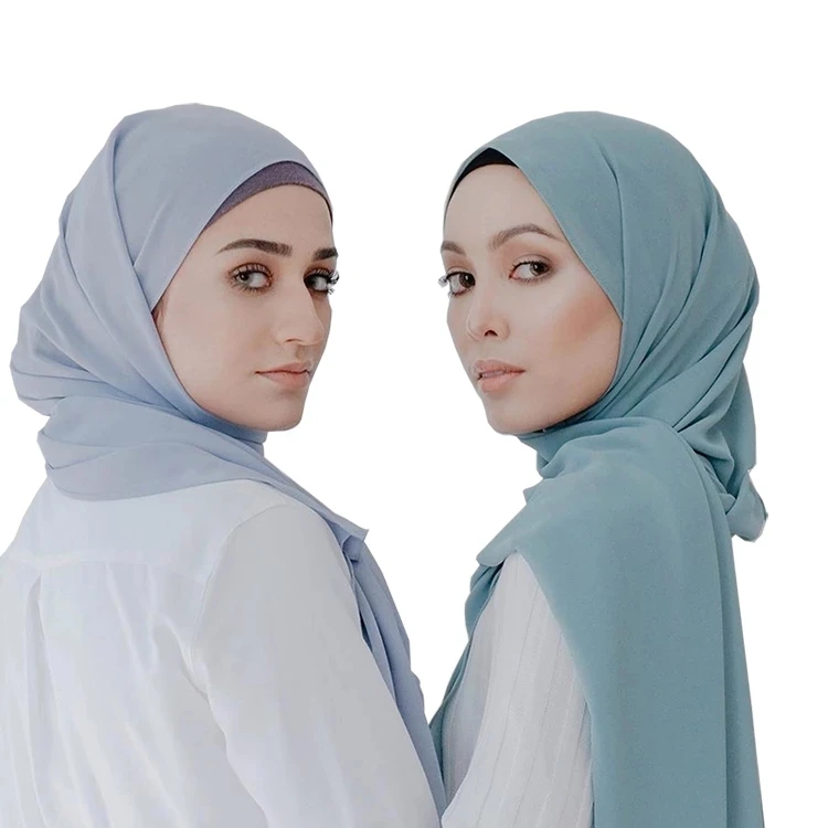 

Мусульманский шифоновый хиджаб 72*175 см, шарф, шали, Женская однотонная головная повязка, исламский хиджаб, шарфы, женский платок, женская мус...