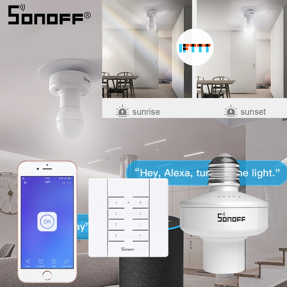 SONOFF Slampher E27 лампа/светильник/держатель лампы 433 МГц RF/wifi/APP eWelink пульт дистанционного управления умная Поддержка Google домашняя Автоматизация Alexa
