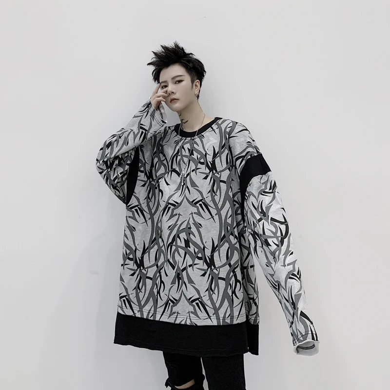 Мужской пуловер с имитацией двух предметов принтом свитшот верхняя одежда