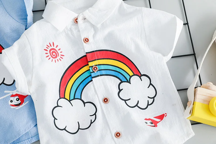 Детский костюм коллекция года, новые летние костюмы для мальчиков и девочек Детские костюмы из двух предметов с воротником из хлопка с жирафом