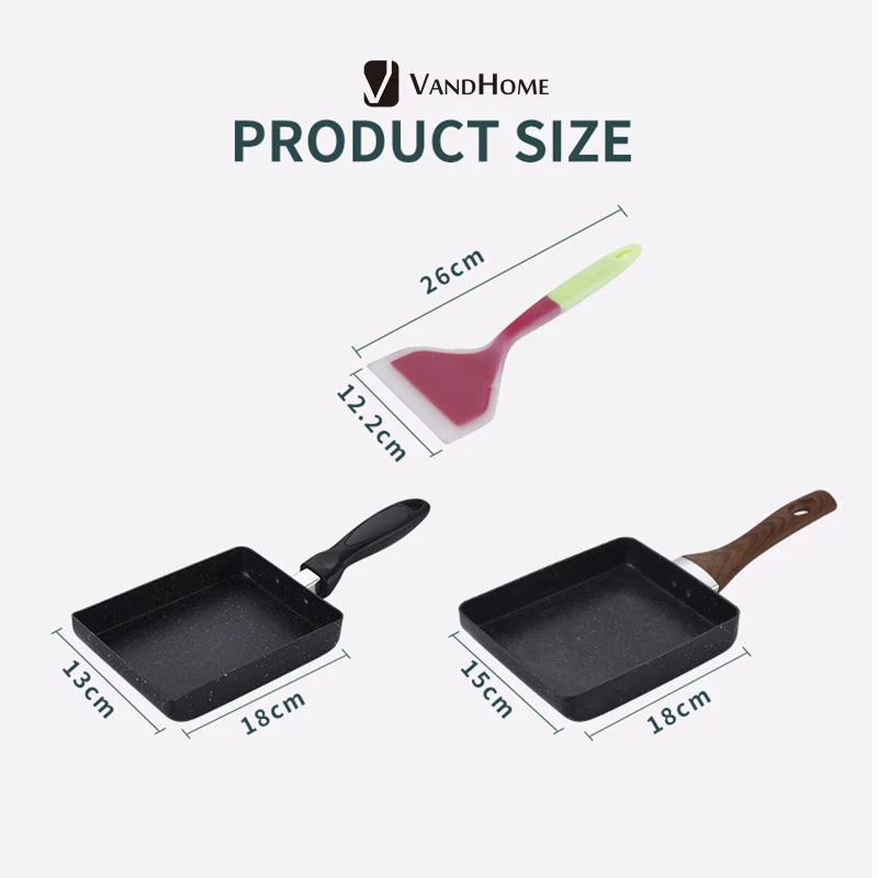 

VandHome Square Non-Stick Fried Eggs Pans Frying Pan Japanese Omelette Pancake Kitchen Pot Mini Cooker Pan Maker Breakfast Pot