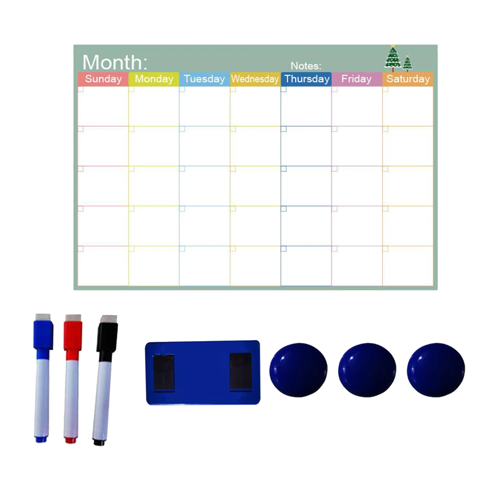 

Memo Planner Weekly Multi-Purpose Magnetic Refrigerator Dry Erase Board with 3 Magnetic Dry Erase Markers